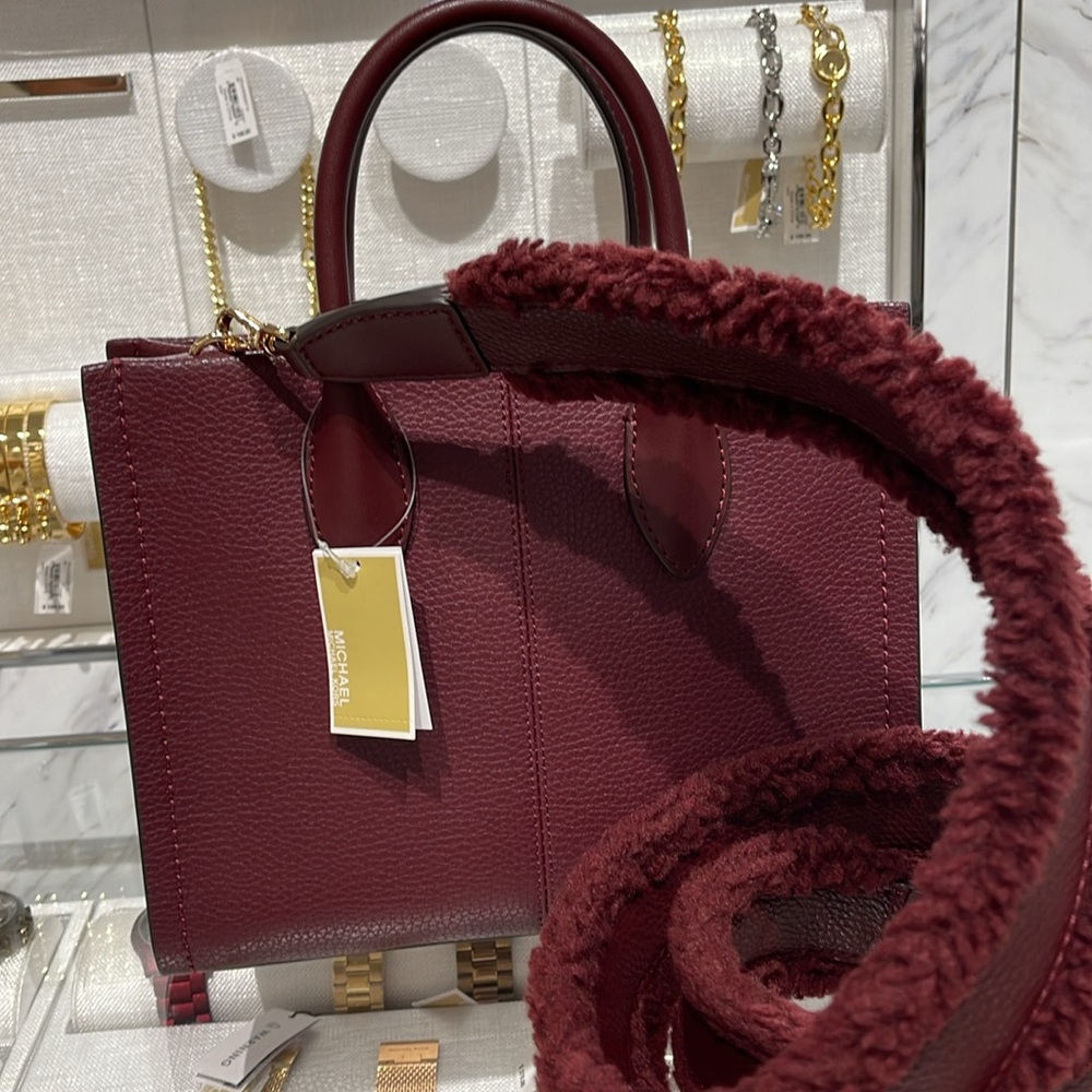 Michael Kors Mirella Small Pebbled Leather Shopper Top Zip Crossbody XBody Bag - Picture 7 of 16